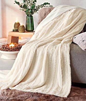 Luxusní deka, slonová kost, 200 x 150 cm