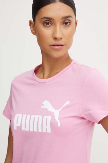 Dětské bavlněné tričko Puma růžová barva