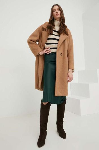 Vlněný kabát Answear Lab , hnědá barva, přechodný, oversize