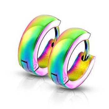Šperky4U Duhové ocelové náušnice - kroužky - OPN1088-W