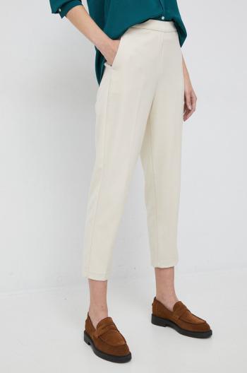 Kalhoty Sisley dámské, béžová barva, střih chinos, high waist