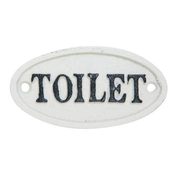 Bílá litinová cedulka Toilet - 10*5 cm 6Y1962