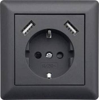 Zásuvka do zdi LEDmaxx USB1003 s USB, dětská ochrana, antracitová, 1násobné