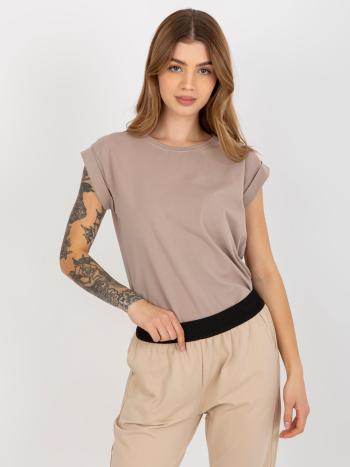 BÉŽOVÉ DÁMSKÉ BASIC TRIČKO RV-TS-4833.22X-DARK BEIGE Velikost: S