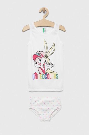 Dětské pyžamo United Colors of Benetton x Looney Tunes bílá barva