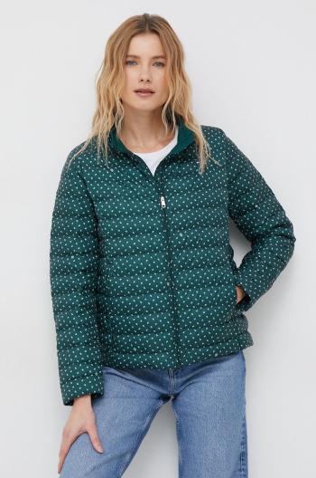 Péřová bunda Tommy Hilfiger dámská, zelená barva, přechodná