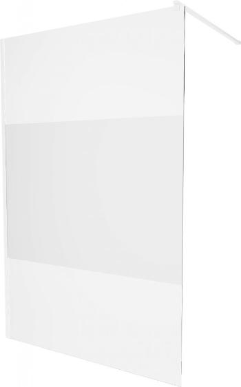 MEXEN/S KIOTO Sprchová zástěna WALK-IN 100 x 200 cm, transparent/dekor 8 mm, bílá 800-100-101-20-35