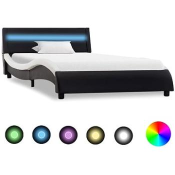 Rám postele s LED světlem černobílý umělá kůže 100x200 cm (285685)