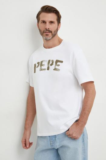 Bavlněné tričko Pepe Jeans ROLF TEE bílá barva, s potiskem, PM509228