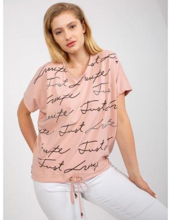Dámské tričko s nápisy bavlněné plus size RANDI růžové 