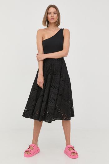 Bavlněná sukně Karl Lagerfeld černá barva, midi, áčková