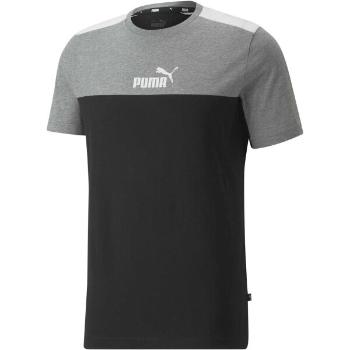 Puma ESS + BLOCK TEE Pánské triko, černá, velikost XXXL