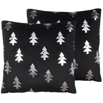 BELIANI, Sada 2 dekorativních polštářů s vánočním motivem 45 x 45 cm černých CUPID, 298314 (beliani_298314)