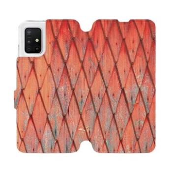 Flipové pouzdro na mobil Samsung Galaxy A51 - MK01S Oranžový vzor dřeva (5903516122844)