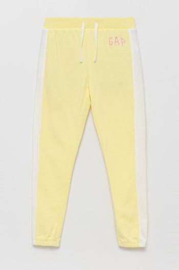 Dětské kalhoty GAP žlutá barva, s potiskem