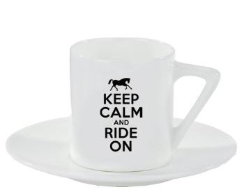 Espresso hrnek s podšálkem 100ml Keep calm and ride on