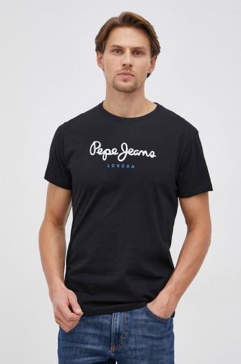 Bavlněné tričko Pepe Jeans Eggo černá barva, s potiskem