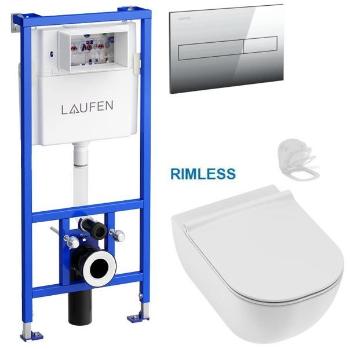 LAUFEN Rámový podomítkový modul CW1 SET s chromovým tlačítkem + WC JIKA MIO + SEDÁTKO SLIM Slowclose H8946600000001CR IO2