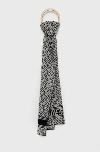 Šátek z vlněné směsi Guess šedá barva, vzorovaný