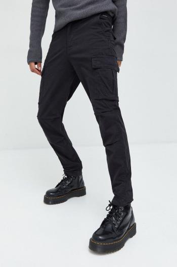 Kalhoty Jack & Jones Jpstace pánské, černá barva, přiléhavé