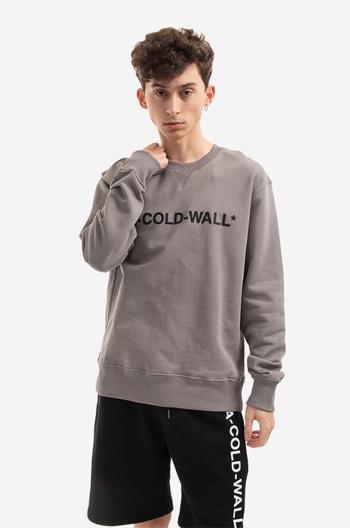 Bavlněná mikina A-COLD-WALL* Essential Logo Crewneck pánská, šedá barva, s potiskem, ACWMW056.-SLATEGREY