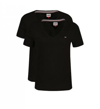 Tommy Hilfiger Tommy Jeans dámská černá trička TJW 2PACK SLIM SOFT V NECK TEE | 2 kusy
