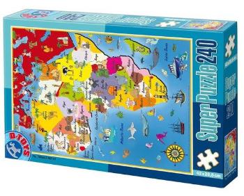 D-TOYS Puzzle Evropa - mapa a vlajky 240 dílků