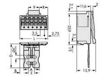 Konektor do DPS WAGO 2091-1506/002-000, 47.00 mm, pólů 6, rozteč 3.50 mm, 50 ks