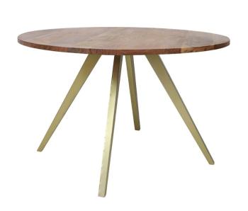 Kulatý jídelní stůl s dřevěnou deskou z akáciového dřeva Mimoso - Ø 120*75 cm 6744143