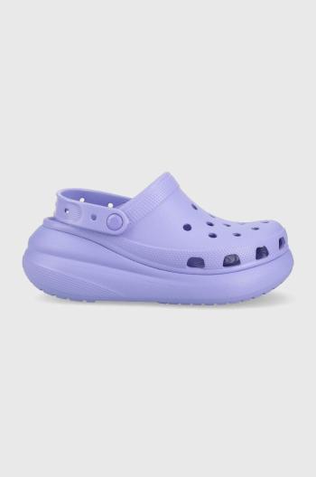 Pantofle Crocs Classic Crush Clog dámské, fialová barva, na platformě