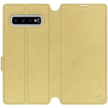 Flipové pouzdro na mobil Samsung Galaxy S10 Plus v provedení  Gold&Orange s oranžovým vnitřkem (5903226812189)