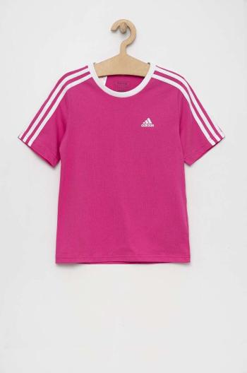 Dětské bavlněné tričko adidas G 3S BF růžová barva