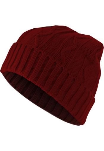 Urban Classics Beanie Cable Flap maroon - UNI