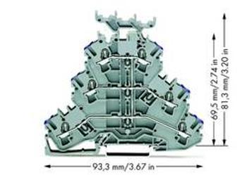 Trojitá svorka na DIN lištu WAGO 2002-3238, osazení: L, pružinová svorka, 5.20 mm, šedá, 50 ks