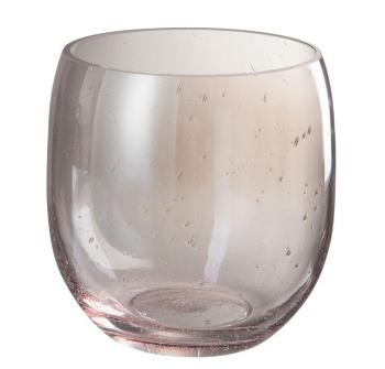 Růžová skleněná váza Bubble - Ø 17*17 cm 71629