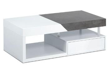 Autronic AHG-622 WT Konferenční stolek 120x60x42, MDF bílý mat/dekor beton, 2 šuplíky