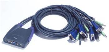 Aten 4-port KVM USB mini, audio, 1.8m kabely, CS-64U