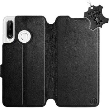 Flip pouzdro na mobil Huawei P30 Lite - Černé - kožené - Black Leather (5903226897803)