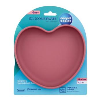 Canpol babies Silicone Suction Plate Heart Pink 300 ml nádobí pro děti