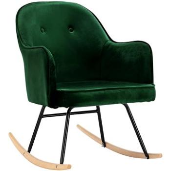 Houpací židle tmavě zelená samet (289520)