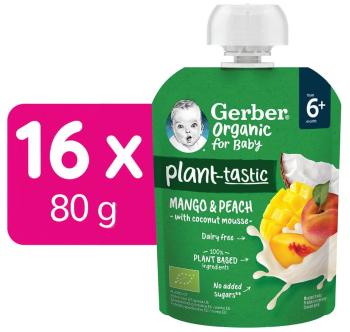 Gerber Organic ovocná kapsička mango a broskev s kokosovým mlékem 16 x 80 g