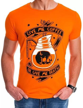 Oranžové pánské tričko give me coffee vel. 2XL