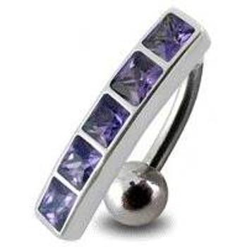Šperky4U Stříbrný piercing do pupíku se štítem - obrácený - BP01162-A