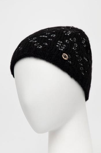 Čepice z vlněné směsi Granadilla černá barva, z husté pleteniny