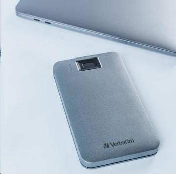 VERBATIM externí HDD 2TB, Executive Fingerprint Secure, USB 3.2 Gen 1 / USB-C, šedá