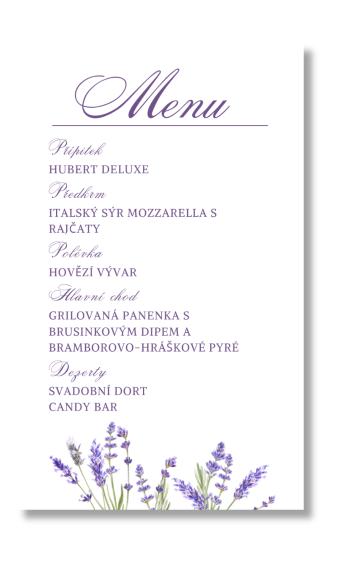 Menu - Lavender Zvolte množství: od 61 ks a víc