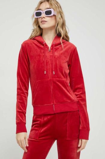 Mikina Juicy Couture Robertson dámská, červená barva, s kapucí, hladká