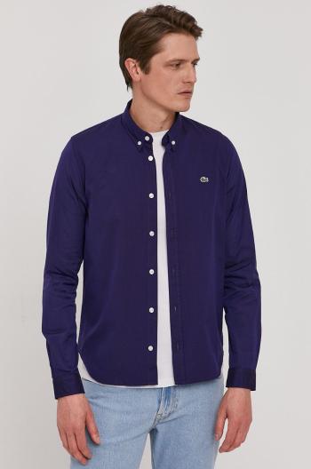 Bavlněné tričko Lacoste pánské, tmavomodrá barva, regular, s límečkem button-down