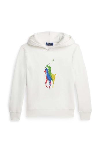 Dětská mikina Polo Ralph Lauren bílá barva, s kapucí, s aplikací