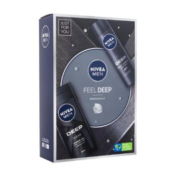 Nivea Men Feel Deep dárková kazeta sprchový gel Men Deep Clean 250 ml + antiperspirant Men Deep 150 ml pro muže poškozená krabička